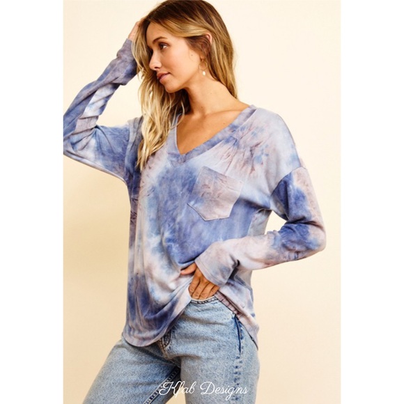 ❤️LAST CHANCE! ONE LEFT! V Neck Super Soft Tie Dye Top! - Picture 6 of 9